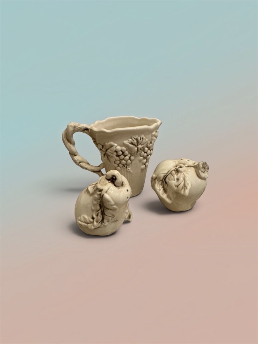 Bella Casa Ganz Grape Vine Salt and Pepper Shakers Cream Dispenser